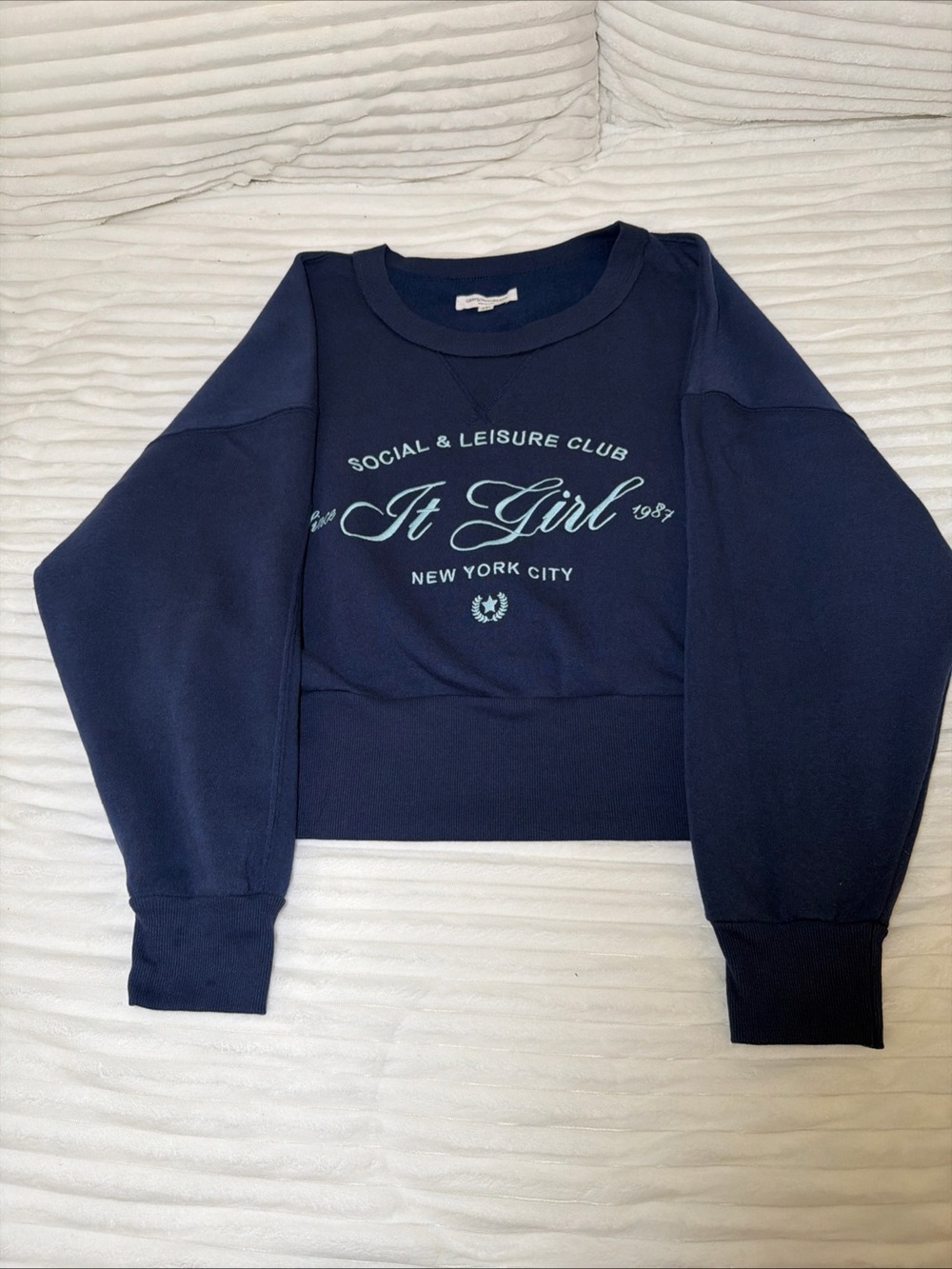 Grayson Threads Navy Cropped 'It Girl' Sweatshirt
